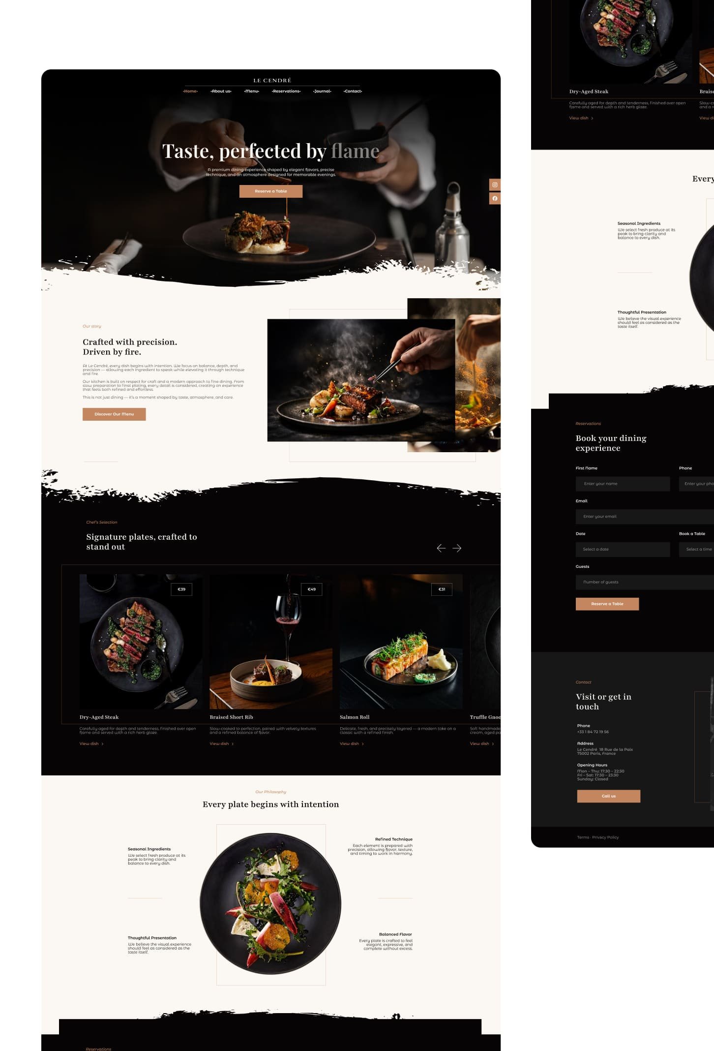 Le Cendré expanded fine dining restaurant presentation